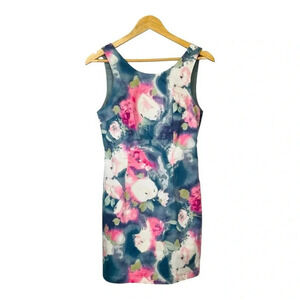 bluejuice Floral Watercolor Sleeveless‎ Mini Dress V-Back Women Size Small